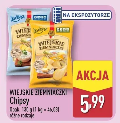 Chipsy  różne rodzaje Wiejskie Ziemniaczki promocja w Aldi