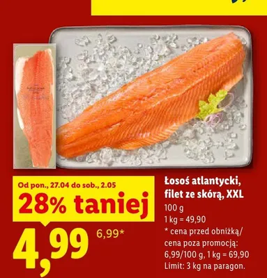 Łosoś atlantycki filet ze skórą XXL promocja w Lidl