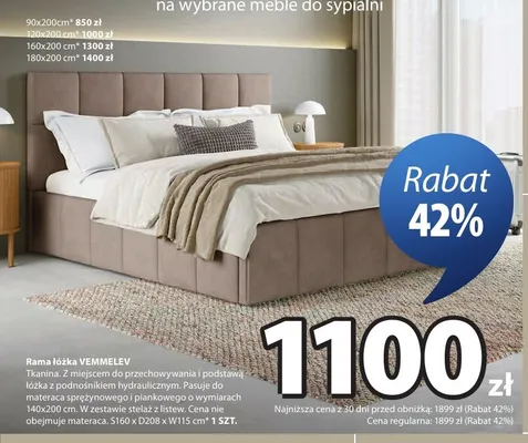 Rama łóżka Vemmelev 90x200 cm promocja w Jysk