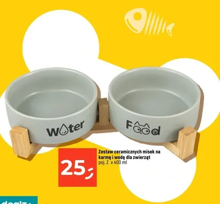 Zestaw ceramicznych misek na karmę i wodę dla zwierząt poj. 2 x 400 ml promocja w Dealz