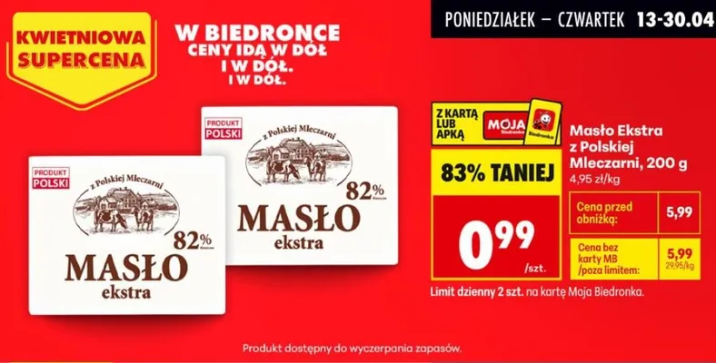 Masło ekstra promocja w Biedronka