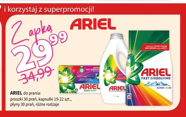 Płyn do prania Ariel 30 prań promocja w Drogerie Polskie