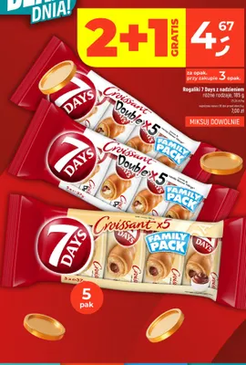 Rogaliki 7 Days Croissant z nadzieniem kakaowym 5-pak promocja w Dealz