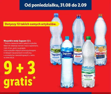 Woda smakowa gazowana Saguaro Pomarańcza promocja w Lidl