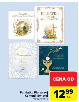 Pamiątka Pierwszej Komunii Świętej różne wzory promocja w Carrefour
