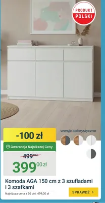 Komoda AGA 150cm z 3 szufladami i 3 szafkami promocja w ERLI