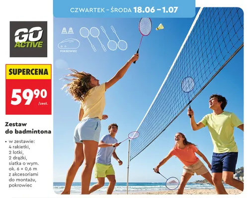 Zestaw do badmintona Go Active promocja w Biedronka