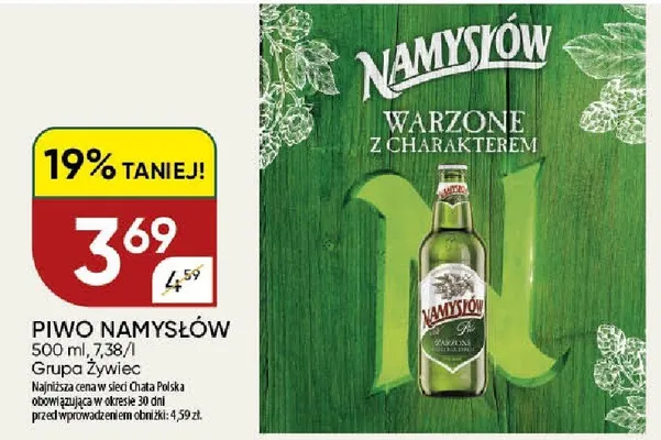 Piwo Namysłów promocja w Chata Polska