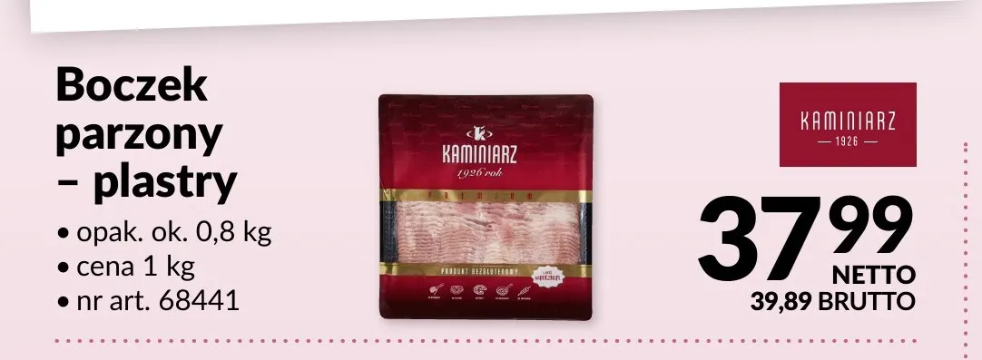 Boczek wędzony plastry Kaminiarz promocja w Makro