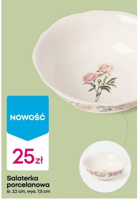 Salaterka porcelanowa śr. 22 cm, wys. 7,5 cm promocja w Pepco