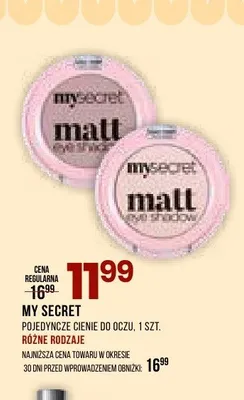 Pojedyncze cienie do oczu My Secret Matt promocja w Drogerie Natura