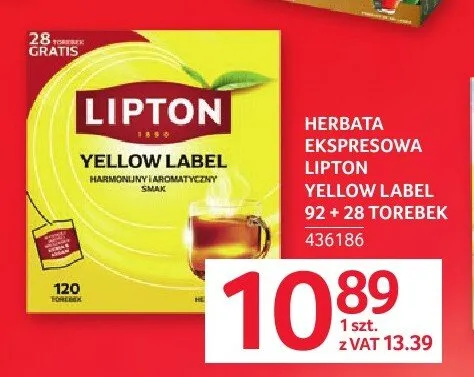 Herbata ekspresowa LIPTON Yellow Label promocja w Selgros