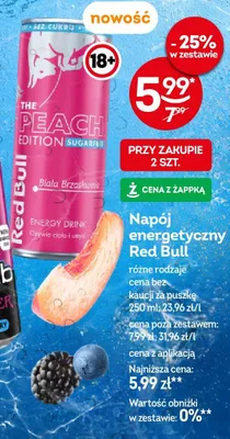 Napój energetyczny Red Bull The Peach Edition Sugarfree promocja w Żabka