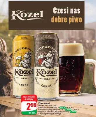 Piwo Kozel 2 rodzaje promocja w Dino