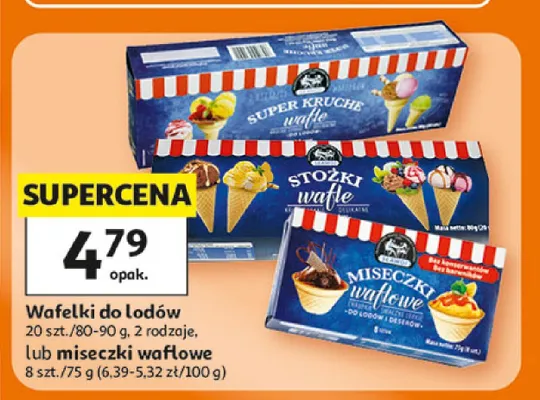 Wafelki do lodów lub miseczki waflowe promocja w Auchan