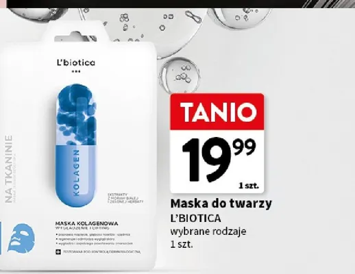 Maska kolagenowa do twarzy L'biotica promocja w Intermarche