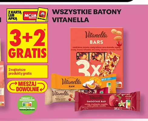 Baton smoothie Vitanella wiśnia truskawka wanilia promocja w Biedronka