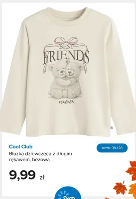Bluzka dziewczęca z długim rękawem beżowa Cool Club promocja w Smyk