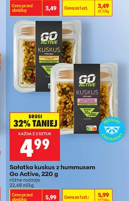 Sałatka kuskus perłowy z ciecierzycą, fasolką i hummusem Go Active promocja w Biedronka