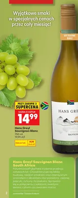 Wino białe Hans Greyl Sauvignon Blanc promocja w Biedronka