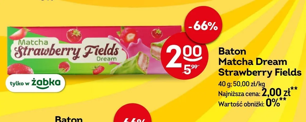 Baton Matcha Dream Strawberry Fields promocja w Żabka