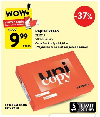Papier ksero XEROX 500 arkuszy promocja w Intermarche