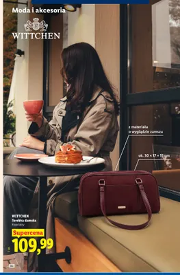 Torebka damska Wittchen z materiału o wyglądzie zamszu 30x17x15 cm promocja w Lidl