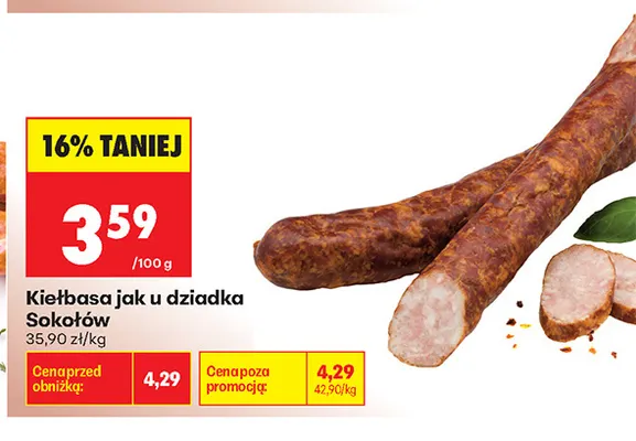 Kiełbasa jak u dziadka Sokołów promocja w Biedronka