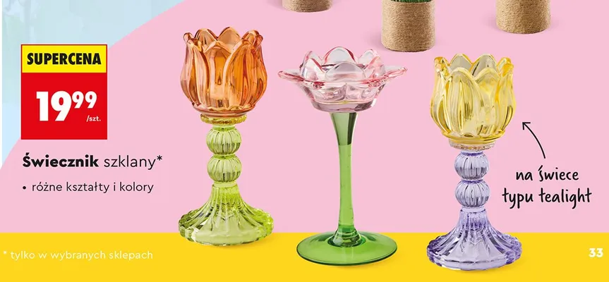 Świecznik szklany promocja w Biedronka