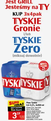 Piwo Tyskie 0,0-5,2% Zero Gronie promocja w Twój Market