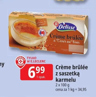 Deser Crème brûlée z saszetką karmelu Delisse 2-pak promocja w Leclerc