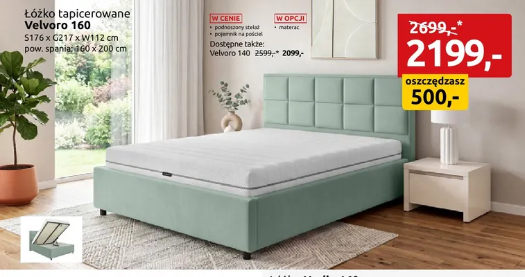Łóżko tapicerowane Velvoro 140 promocja w Black Red White
