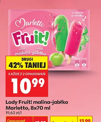 Lody Fruit! malina-jabłko Marletto promocja w Biedronka