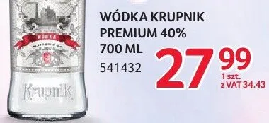 Wódka Krupnik Premium 40% 700ml promocja w Selgros