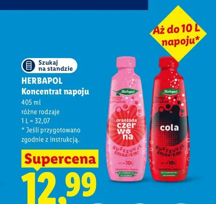 Koncentrat napoju oranżada czerwona Herbapol promocja w Lidl