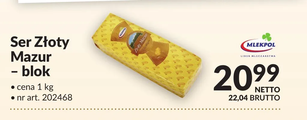 Ser Złoty Mazur blok Mlekpol promocja w Makro