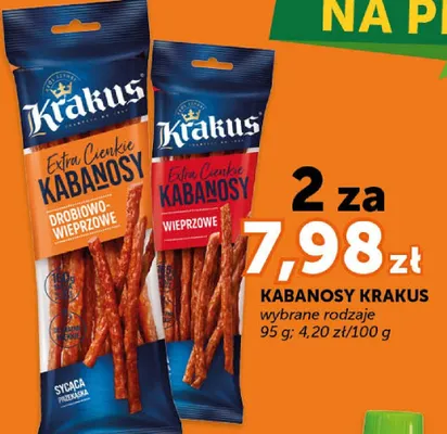 Kabanosy extra cienkie drobiowo-wieprzowe, wieprzowe promocja w ABC