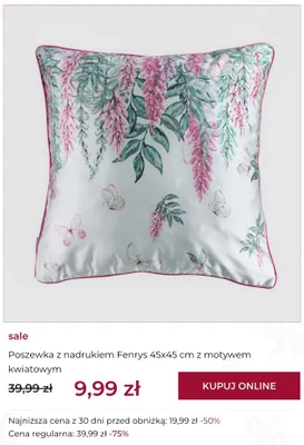 Poszewka z nadrukiem Fenrys 45x45 cm z motywem kwiatowym home&you promocja w home&you