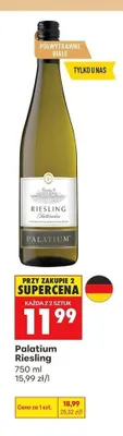 Wino białe półwytrawne Palatium Riesling promocja w Biedronka