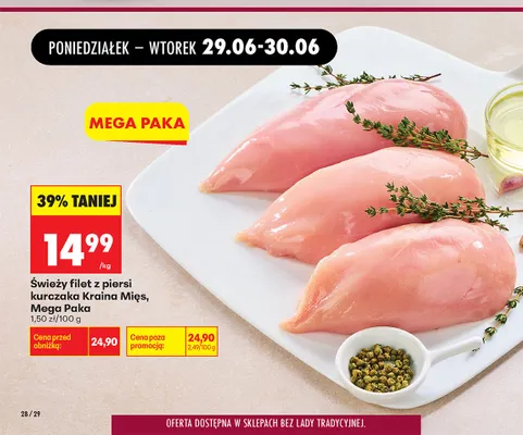 Świeży filet z piersi kurczaka Kraina Mięs Mega Paka promocja w Biedronka