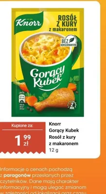 Zupa Knorr Gorący Kubek Rosół z kury z makaronem promocja w Dino