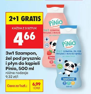 Szampon 3w1, żel pod prysznic i płyn do kąpieli Pinio promocja w Biedronka