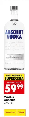 Wódka Absolut 40% promocja w Biedronka