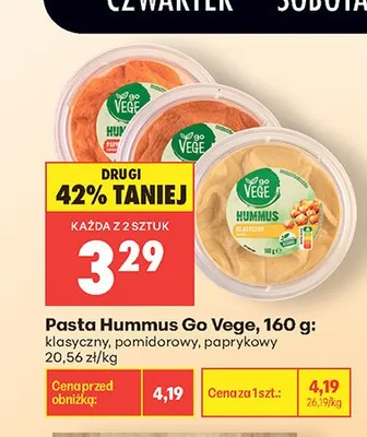 Pasta Hummus paprykowy Go Vege promocja w Biedronka
