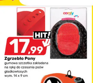 Zgrzebło Pony gumowa szczotka zakładana na rękę do czesania psów gładkowłosych 14x9 cm Comfy promocja w Bricomarche