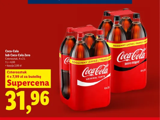 Napój Coca-Cola Zero 4-pak 2 l promocja w Lidl