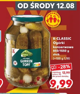 Ogórki konserwowe K-Classic promocja w Kaufland