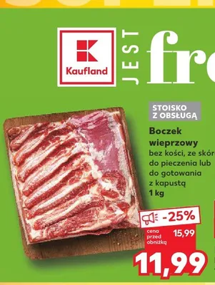 Boczek wieprzowy bez kości ze skórą promocja w Kaufland