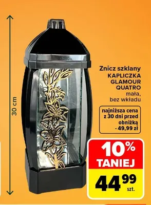 Znicz szklany Kapliczka Glamour Quatro mała bez wkładu promocja w Carrefour