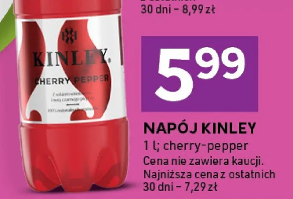 Napój Kinley cherry-pepper promocja w Stokrotka